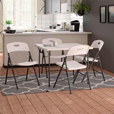 Cosco 36" Square Folding Table and Chairs, White, 5/Carton (37583WSP1E)