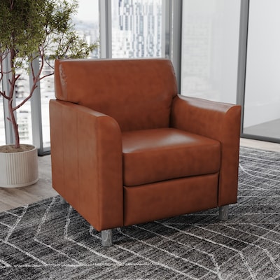 Flash Furniture Hercules Diplomat LeatherSoft Reception Chair, Cognac/Chrome Legs (BT8271CGCHR)