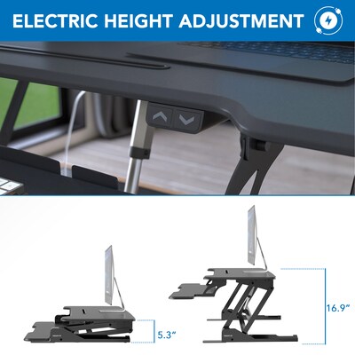 Mount-It! 38"W Electric Rectangular Adjustable Standing Desk Converter, Black (MI-8010)