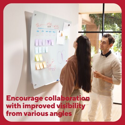TRU RED™ Ergonomic Curved Magnetic Glass Dry-Erase Whiteboard, 4' x 3' (TR62094)