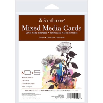 Strathmore 400 Series Mixed Media Cards & Envelopes, 6.875 x 5, White, 6/Pack, 3 Packs/Bundle (STT