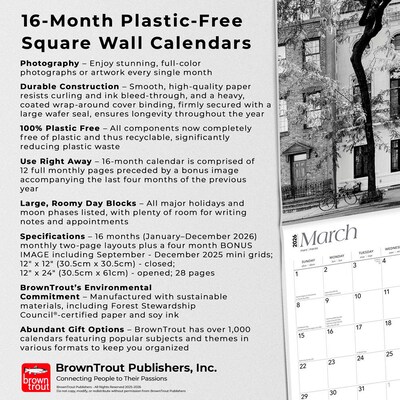 2026 BrownTrout New York City Black & White 12" x 12" Monthly Wall Calendar (9798330704880)
