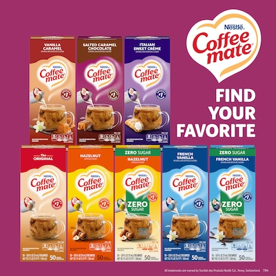 NESTLE COFFEE MATE Coffee Creamer Salted Caramel Chocolate Flavor, Liquid Creamer Singles, 0.375 fl oz, 50 Count.