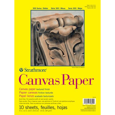 Strathmore 300 Series, 9 x 12 Canvas Pad, 10 Sheets/Pad, 3 Pads/Bundle (STTP310903-3)