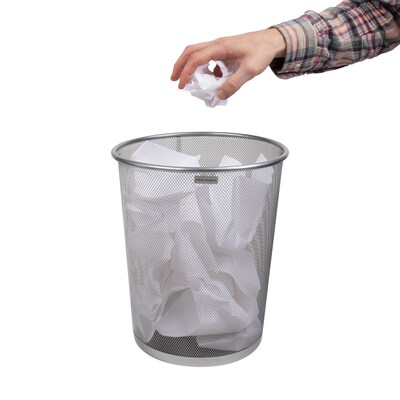 Mind Reader Metal Mesh Trash Can Without Lid, 4.4 Gallon, Silver, 2/Pack (2CIRGA-SIL)