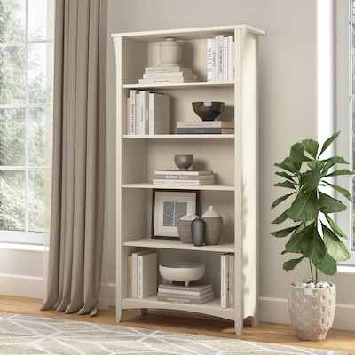 Bush Home Salinas Tall 5 Shelf Bookcase, Antique White (SAB132AW-03)