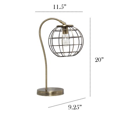 Lalia Home Studio Loft Arched Metal Cage 20" LED Table Lamp, Antique Brass (LHT-5061-AB)