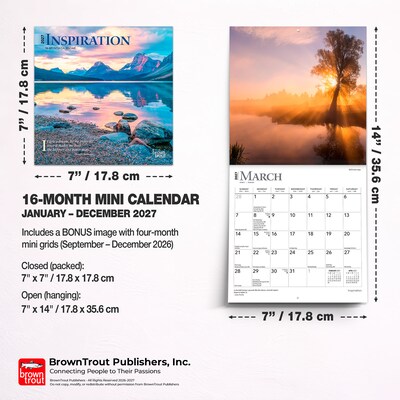 2027 BrownTrout Inspiration 7" x 7" Monthly Wall Calendar (9798330709625)