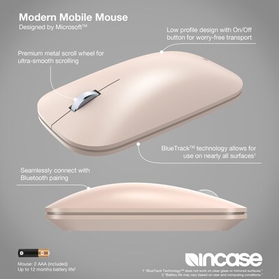 Incase Designed by Microsoft Modern Mobile Wireless Ambidextrous Mouse, Sandstorm (KTF-000107)