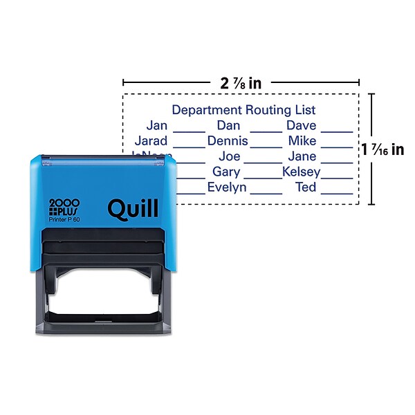 Custom Quill 2000 Plus® SelfInking Printer P 60 Stamp, 17/16" x 27/8