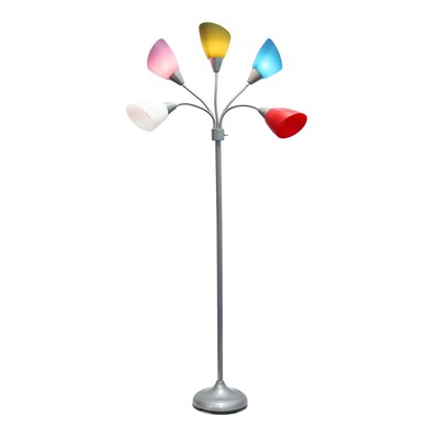 Simple Designs Medusa 67" Silver Floor Lamp with Cone Shades, Multicolored (LF2006-SDM)