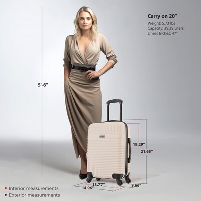 InUSA Resilience 21.65" Hardside Suitcase, 4-Wheeled Spinner, TSA Checkpoint Friendly, Sand (IURES00S-SAN)