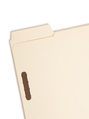Smead SuperTab® Heavy Duty Manila Fastener Folder, Reinforced 1/3-Cut Tab, Guide Height, Letter Size, 50 per Box (14545)