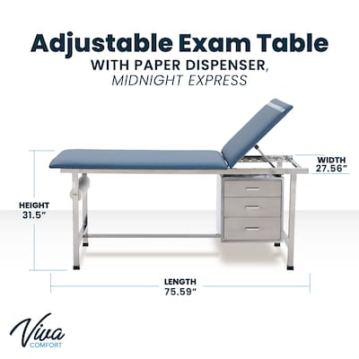 Viva Comfort Adjustable Medical Exam Table with Storage, Blue (ADI996-01-DR3-BLU-MK)