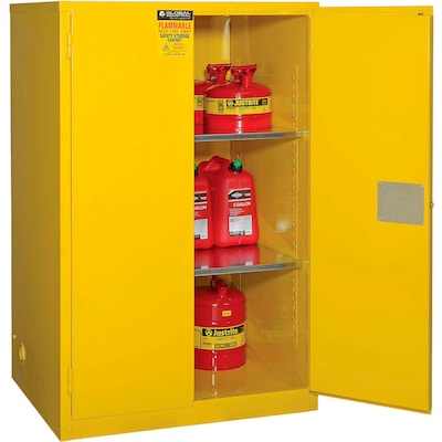Global Industrial Flammable Cabinet, Manual Close Double Door, 90 Gallon, 43W x 34D x 65H