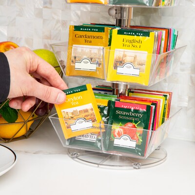 Mind Reader 12-Compartment Plastic Tea and Condiment Carousel, Black (TEASWIV3T-BLK)