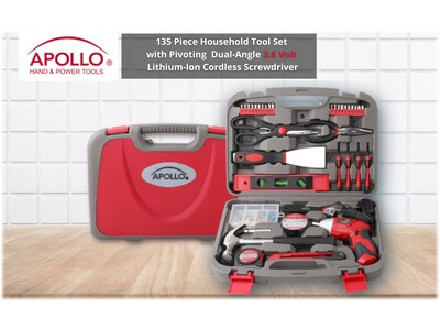 Apollo Tools Household Tool Set, 135-Piece, Gray/Red (DT0773)