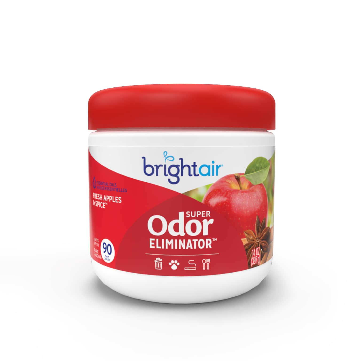 Bright Air Odor Eliminator Air Freshener & Deodorizer Gel, Fresh Apples & Spice Scent, 14 oz. (900194)