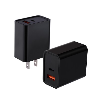 LAX Tech Mod PD 20W 2-Port USB-C Wall Charger, Black (TMWUCBK)