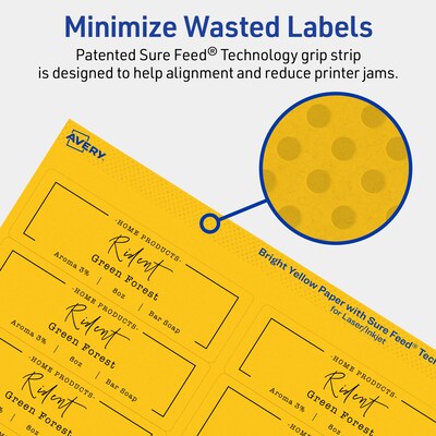 Avery Rectangle Laser/Inkjet Multipurpose Labels, 1-1/3" x 4", Bright Yellow (560/Box)