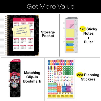 2026 Global Printed Products 8.5 x 11 Weekly & Monthly Planner, Paperboard Cover, Sugar Skull (FSHN-CY26-8511-48)
