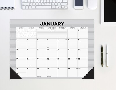 2027 Willow Creek Pinstripe 17" x 12" Monthly Desk Pad Calendar, Assorted Colors (66492)