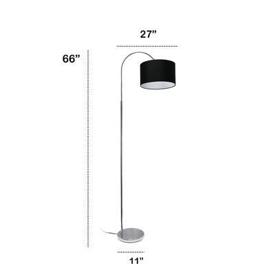 Creekwood Home Vista 66" Brushed Nickel Floor Lamp with Drum Shade, Black (CWF-3006-BK)
