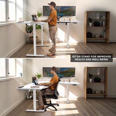 Mount-It! XL 75"W Electric Corner Adjustable Standing Desk, White (MI-15029)