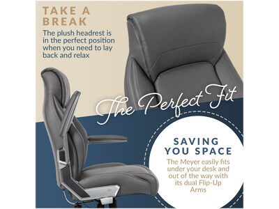 La-Z-Boy Meyer Ergonomic Bonded Leather Swivel Executive Chair, Gray (60082-GRY)