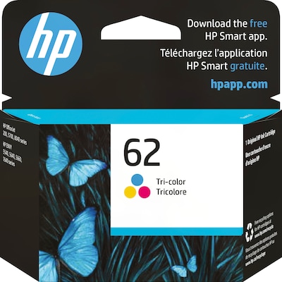 HP 62 Tri-Color Standard Yield Ink Cartridge, Prints Up to 165 Pages (C2P06AN#140)