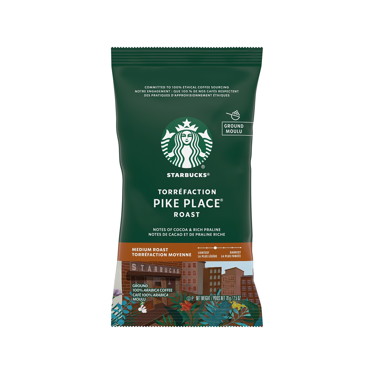 Starbucks Pike Place Ground Coffee Packet, Medium Roast, 2.5 oz., 72/Carton (SBK11018197CT)