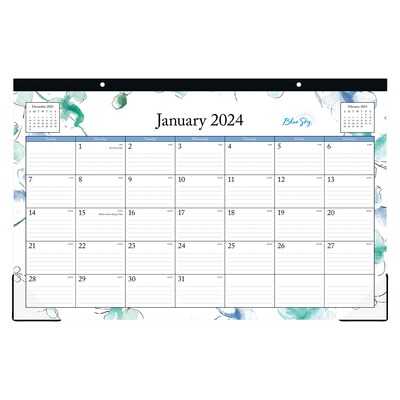 2024 Blue Sky Lindley 17 x 11 Monthly Desk Pad Calendar, Green/Blue (100024-24)