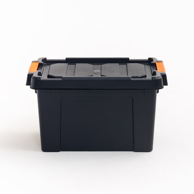 Iris 22 Quart Heavy Duty Store-It-All Plastic Latching Storage Tote, Black (500214)