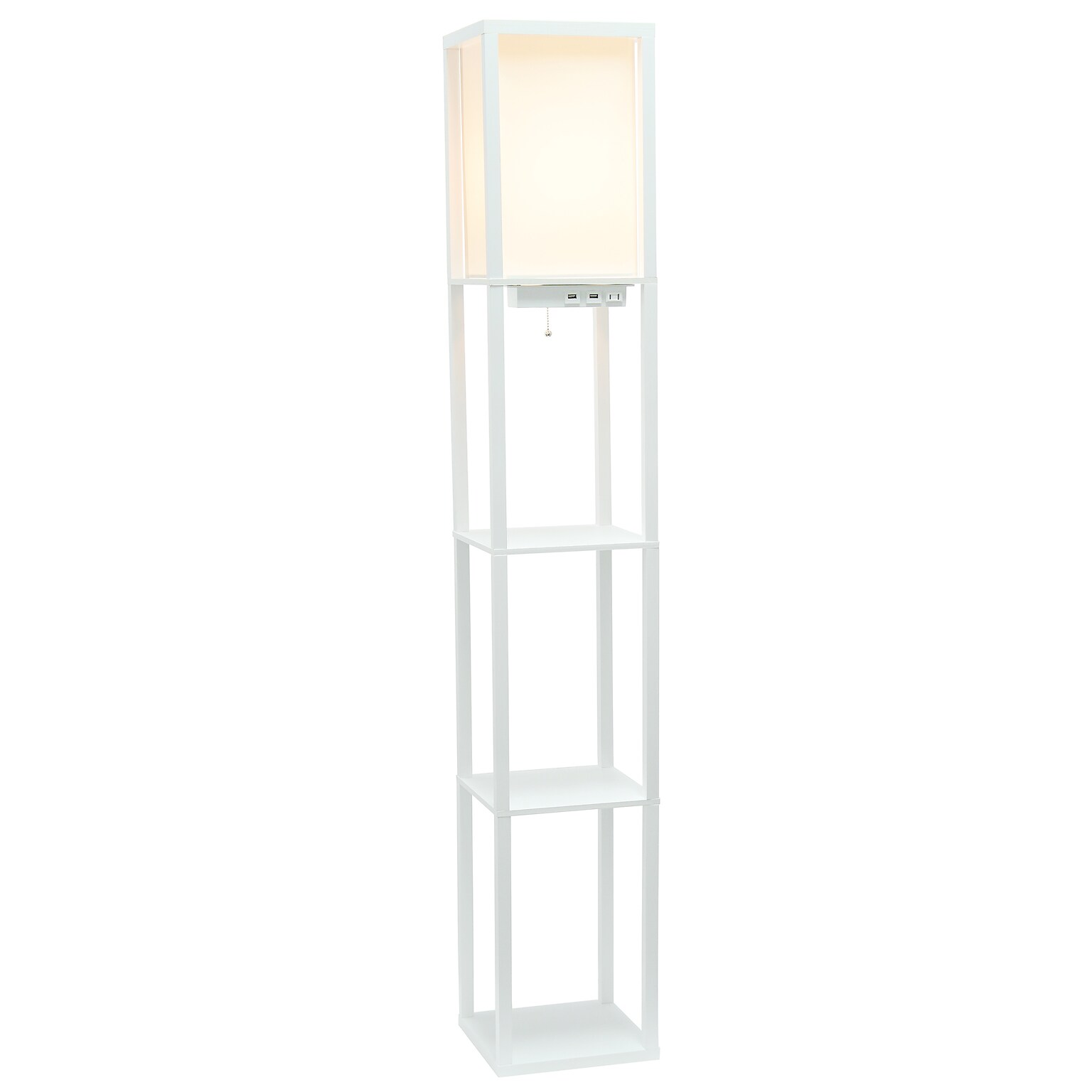 Creekwood Home Classix 62.5 Floor Lamp with Rectangular Shade, White (CWF-3009-WH-LB)
