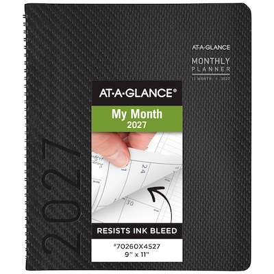2027 AT-A-GLANCE Contemporary 9 x 11 Monthly Planner, Faux Leather Cover, Charcoal (70-260X-45-27)