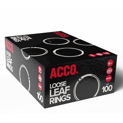 ACCO Book Rings, Silver, 100/Box (A7072204)