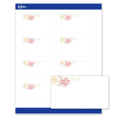 Avery Silver-Holly Sparkles Matte Blank Card, White, 80/Pack (S00-FHR)