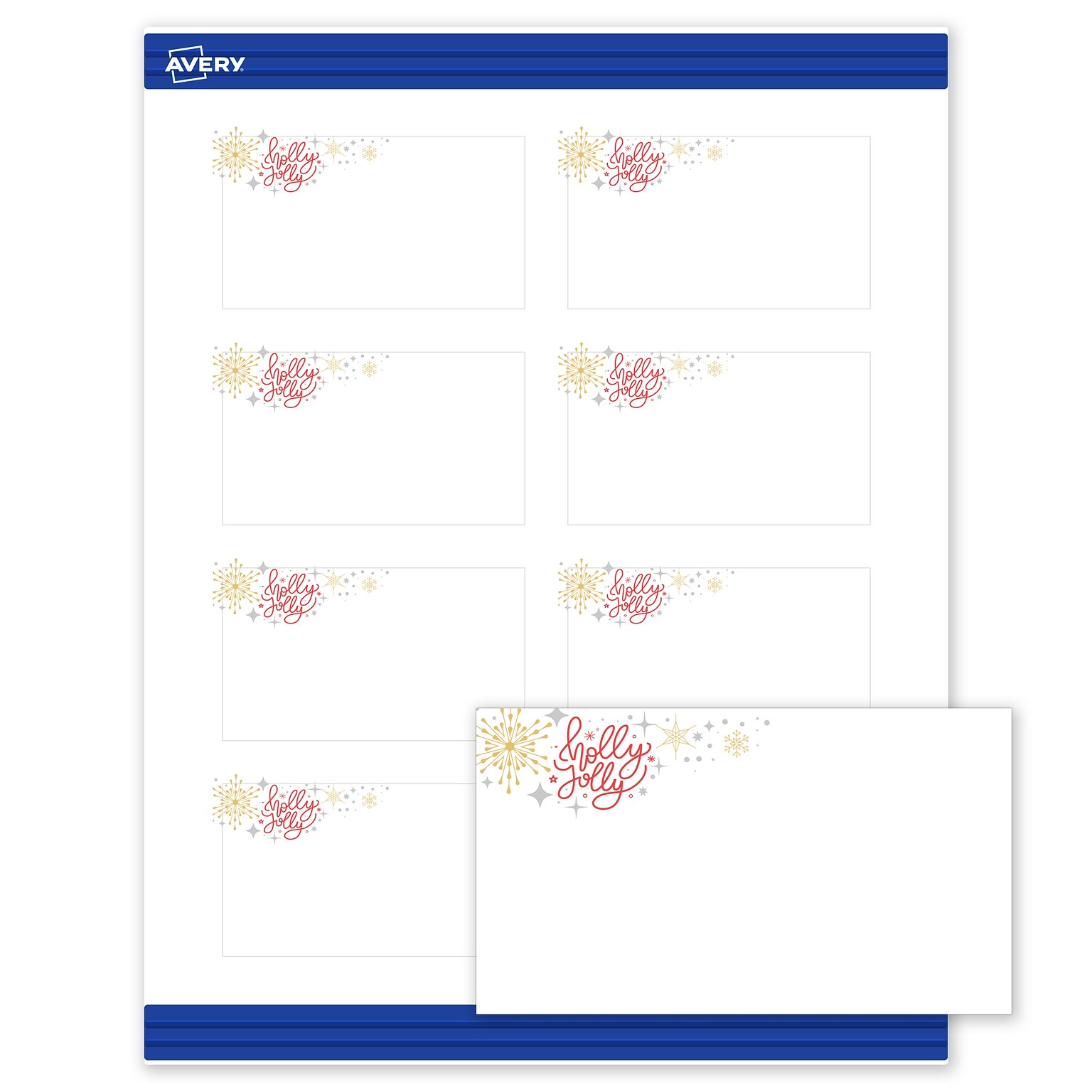 Avery Silver-Holly Sparkles Matte Blank Card, White, 80/Pack (S00-FHR)