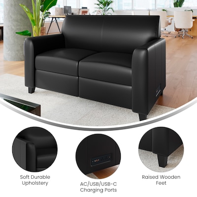 Flash Furniture Agent 52.5"W LeatherSoft Loveseat, Black (BT827U2BK)