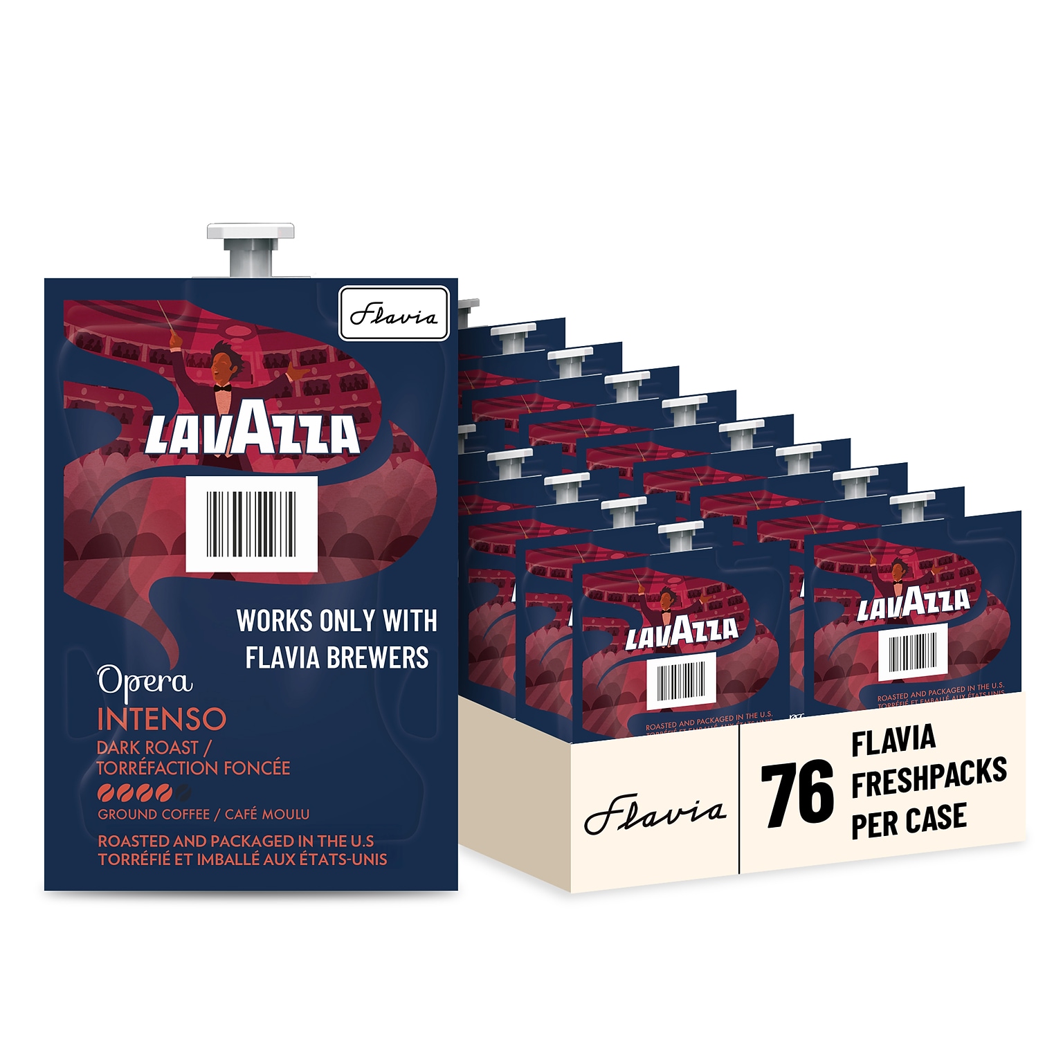 Lavazza Opera Intenso Coffee Flavia Freshpacks, Dark Roast, 76/Carton (MDR01041)