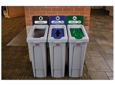 Rubbermaid Slim Jim Single-Stream Recycling Station, 23 Gallon, Gray/Black (2185053)