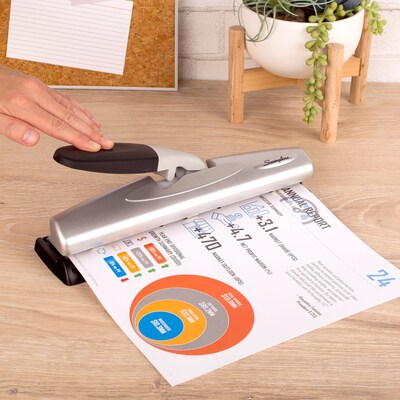 Swingline® LightTouch® Desktop 2-3-Hole Punch, 12 Sheet Capacity, Black/Silver (A7074026)