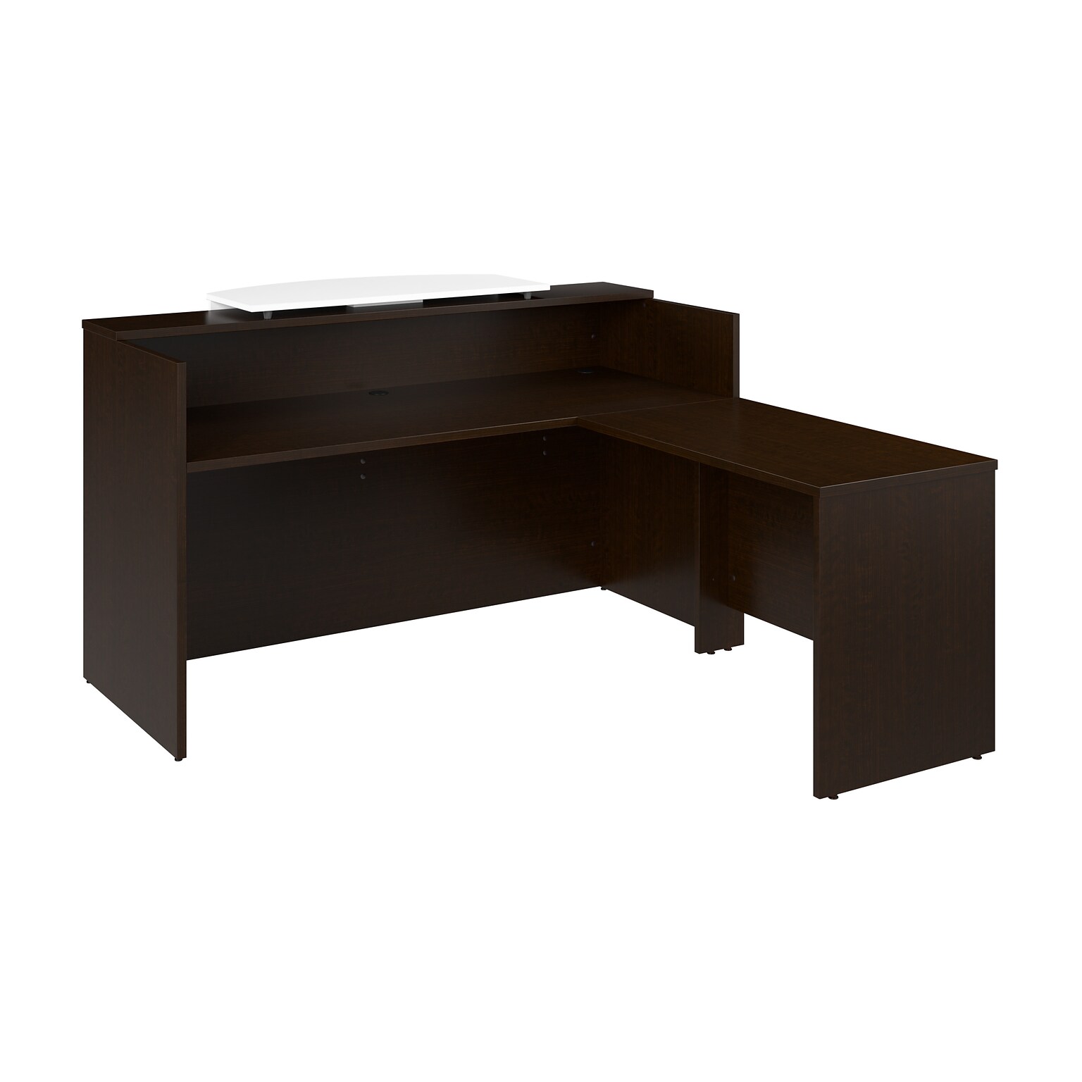 Bush Business Furniture Arrive 72W L Shaped Reception Desk with Counter, Mocha Cherry (ARV009MR)