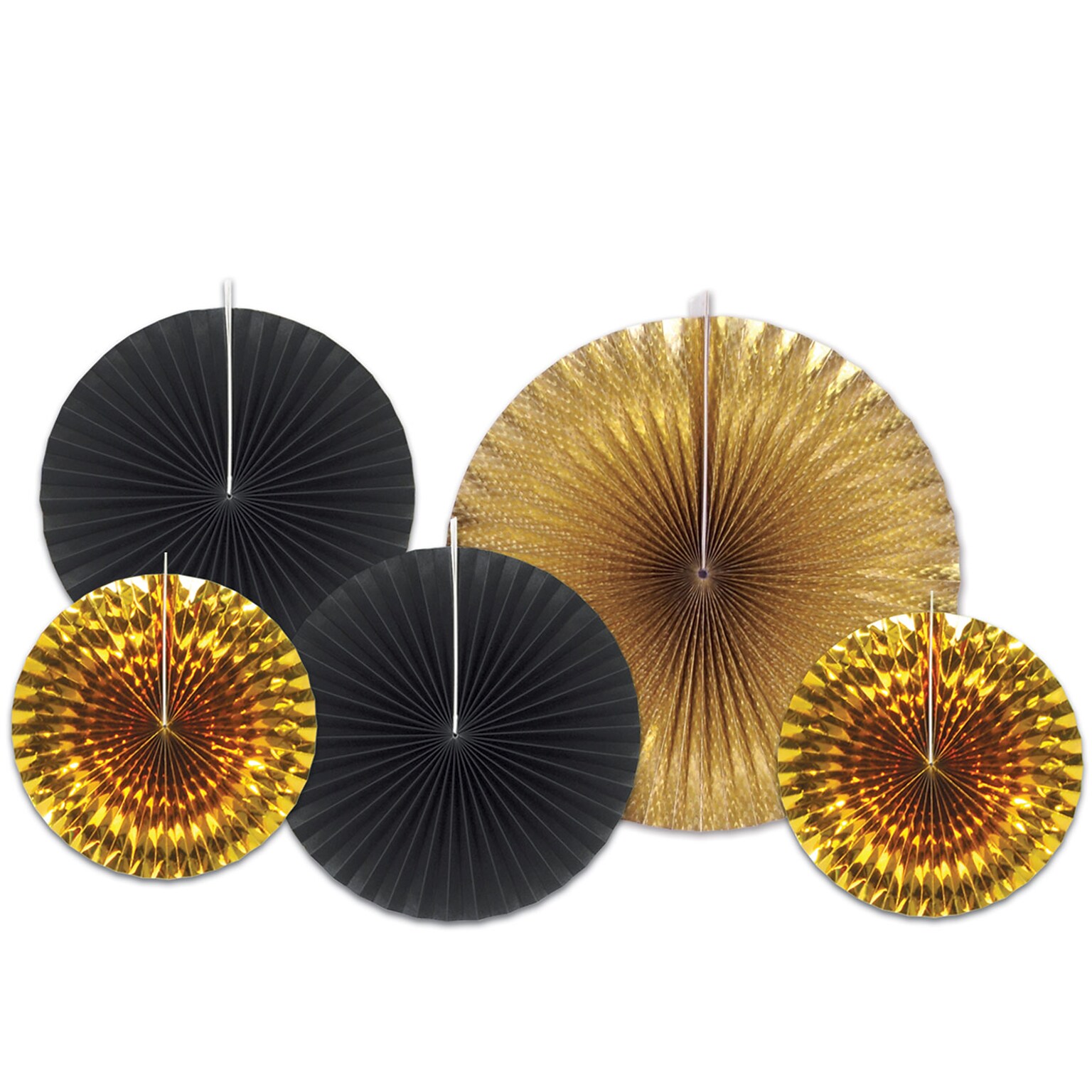 Beistle Decorative Fans, Black & Gold, 2/Pack (53319)