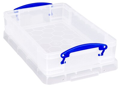 Really Useful Box 4.23 Quart Storage Box with Latching Lid, Plastic, Clear (4L CL)