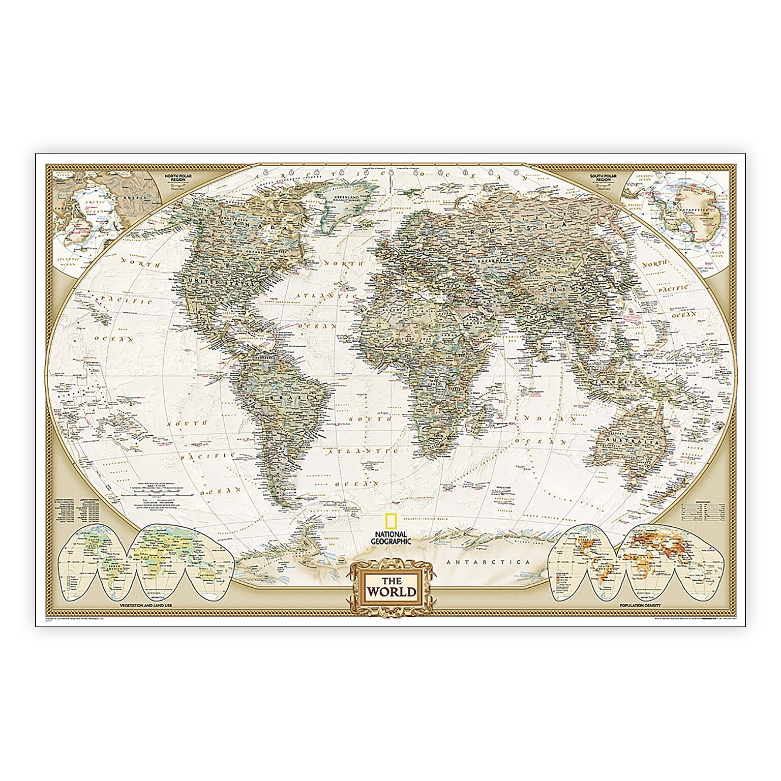 National Geographic World Executive Map, Poster Size and Laminated, 36 x 24 (NGMRE01020376)