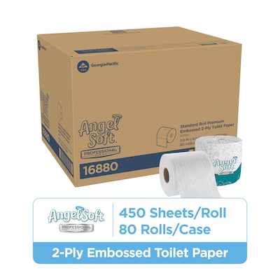 Angel Soft Professional Series Recycled Toilet Paper, 2-ply, White, 450 Sheets/Roll, 80 Rolls/Case (16880)