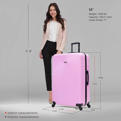 DUKAP Inception 33.86" Hardside Suitcase, 4-Wheeled Spinner, TSA Checkpoint Friendly, Pink (DKINC00XL-PNK)