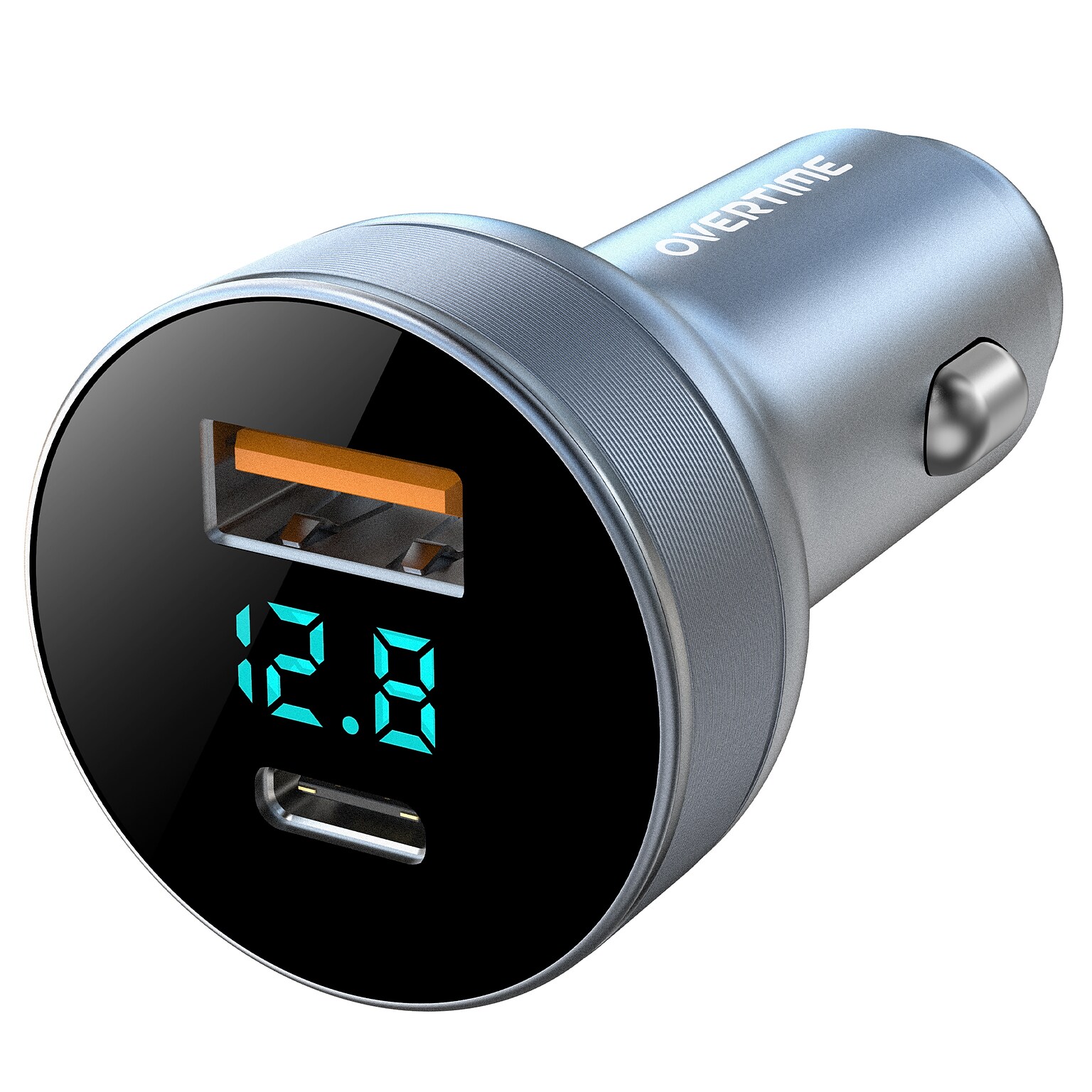 Overtime A40 54W Dual-Port USB-C and USB-A Car Charger with LED Voltage Display, Black (OCA40BK)