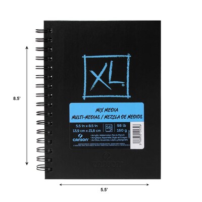 Canson XL Series 5.5 x 8.5 Wire Bound Mixed Media Sketch Book, 60 Sheets/Book (MCXC400085760)